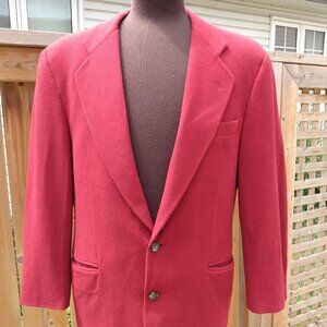Vintage Cashmere Sport Coat Suit Jacket Blazer Burgundy Red 42.5" Chest